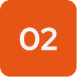 A white number 02 is centered on an orange square background with rounded corners, evoking the vibrant energy of San Antonio Texas and perfect for highlighting new home decks.